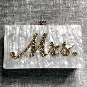 COPY - Edie Parker Inspired Mrs. wedding clutch with interior Mirror and chain